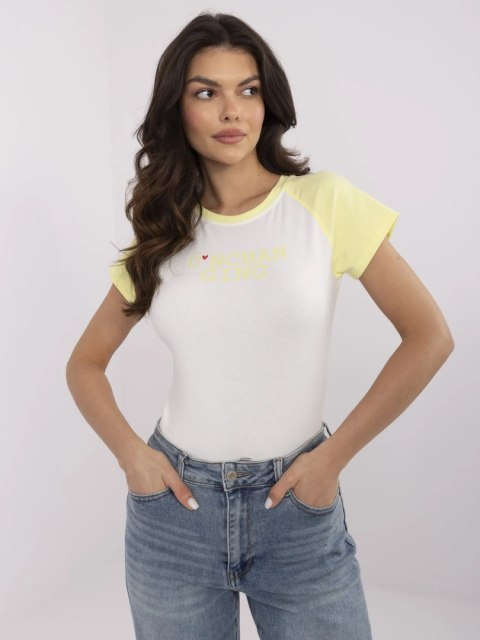 T-shirt NM-TS-V7939.50 biało-żółty T-shirt NM-TS-V7939.50 biało-żółty