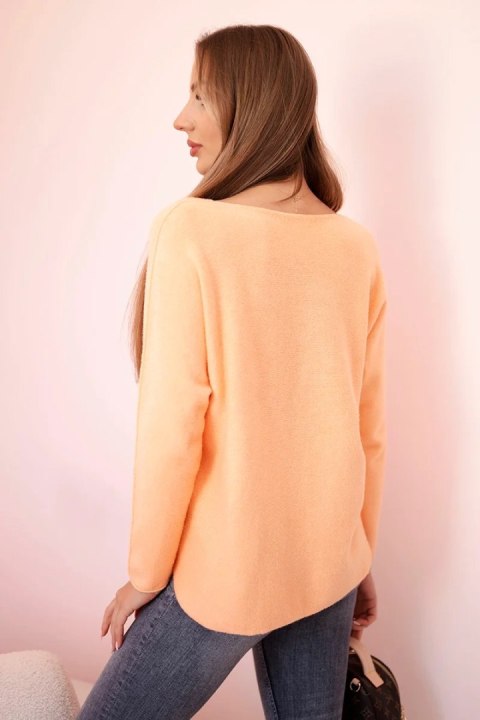 Sweter z dekoltem V ciemny morelowy Sweter z dekoltem V ciemny morelowy