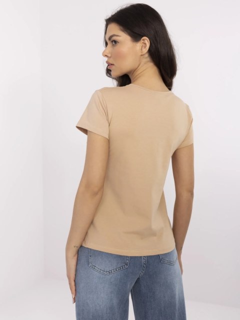 T-shirt RV-TS-4623.83 camelowy S T-shirt RV-TS-4623.83 camelowy S