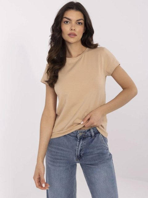 T-shirt RV-TS-4623.83 camelowy S T-shirt RV-TS-4623.83 camelowy S