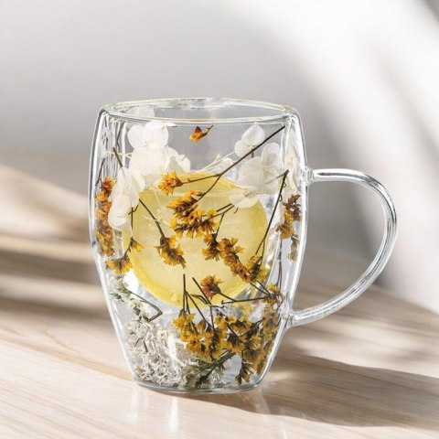 Elegancka szklanka 300 ml do kawy i napojów z kwiatami