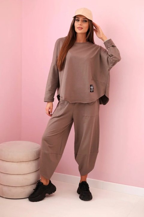 Komplet bawełniany bluza + spodnie cappuccino