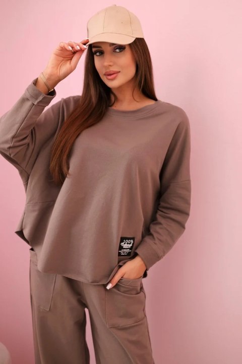 Komplet bawełniany bluza + spodnie cappuccino