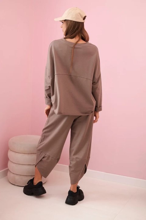 Komplet bawełniany bluza + spodnie cappuccino