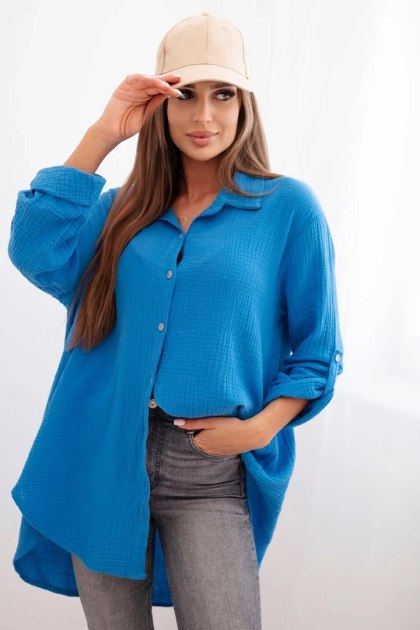 Koszula Damska Muślinowa Plus Size Turkusowa – 100% Bawełna | Stylowy Wieszak
