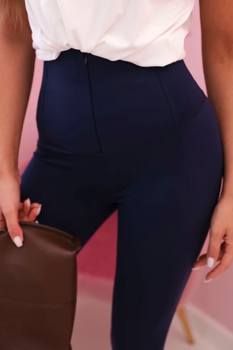Legginsy damskie z wysokim stanem i zamkiem granatowe Legginsy damskie z wysokim stanem i zamkiem granatowe