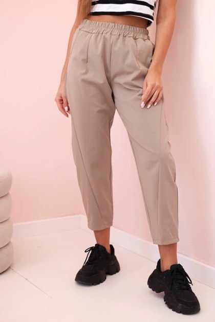Spodnie Damskie Summer Punto z Kieszeniami – Camelowe | Stylowy Wieszak