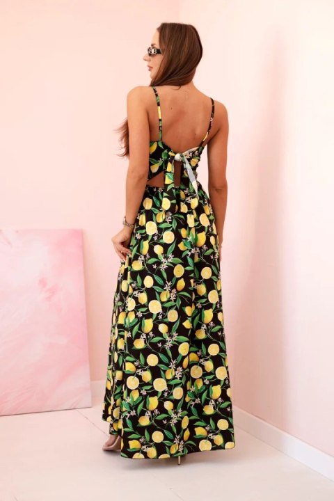 Sukienka letnia maxi na ramiączkach z nadrukiem czarna - ITALY MODA Sukienka letnia maxi na ramiączkach z nadrukiem czarna - ITALY MODA