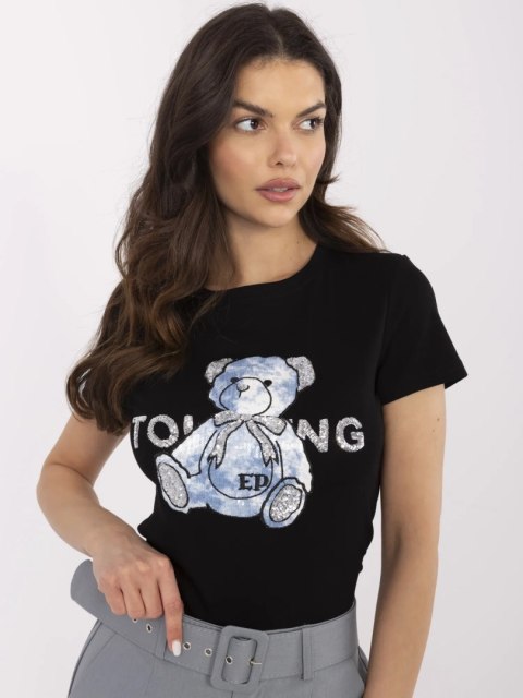 T-shirt NM-TS-JX-09328.65P czarno-niebieski T-shirt NM-TS-JX-09328.65P czarno-niebieski