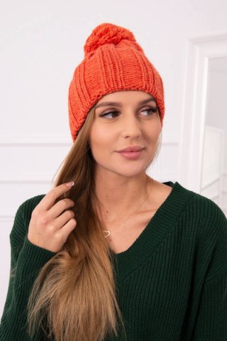 Ruda czapka zimowa damska z pomponem Idalia K284 – podszyta polarem