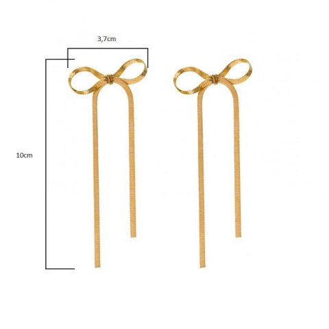 Kolczyki wiszące KOKARDKI żyłka złote eleganckie 3,7 x 10cm K1695