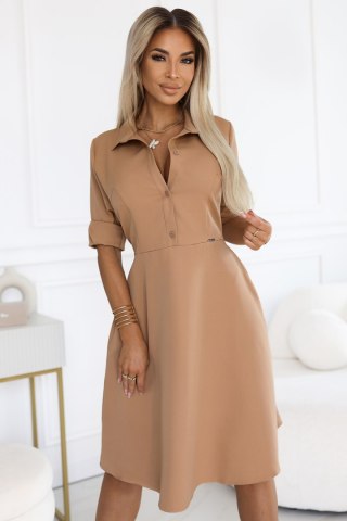 Sukienka Szmizjerka z Wiązaniem – Mocha Mousse - SANDY- L