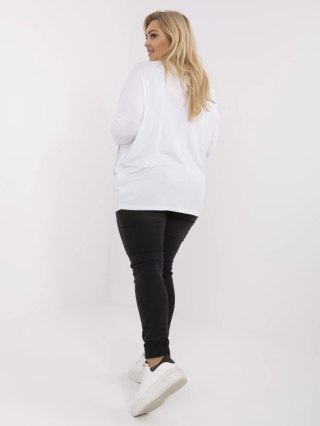 Bluzka damska z dżetami i nadrukiem – model plus size RELEVANCE, biała