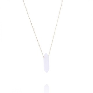 Naszyjnik stal szlachetna pozłacana 14k złotem kryształ górski NST1479