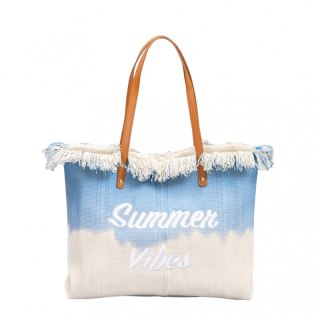 Torba plażowa boho z frędzlami – niebieska ombre Summer Vibes - TP14N