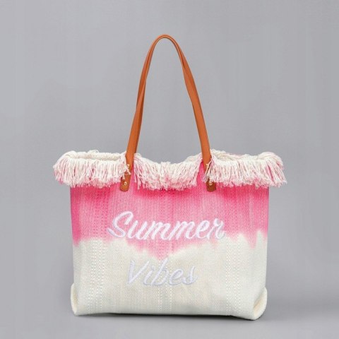 Torba plażowa boho z frędzlami – różowa ombre Summer Vibes - TP14R Torba plażowa boho z frędzlami – różowa ombre Summer Vibes - TP14R