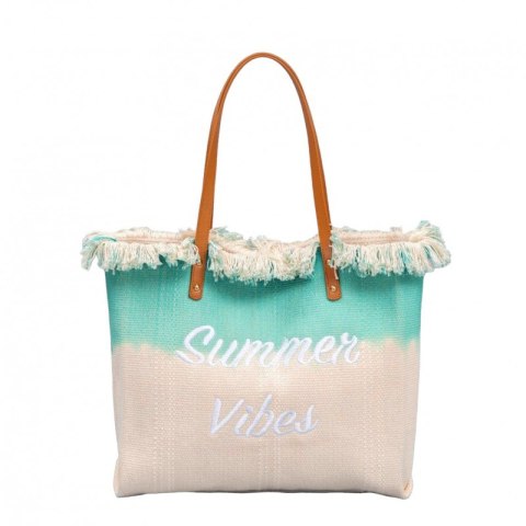 Torba plażowa boho z frędzlami – zielona ombre Summer Vibes - TP14ZIE