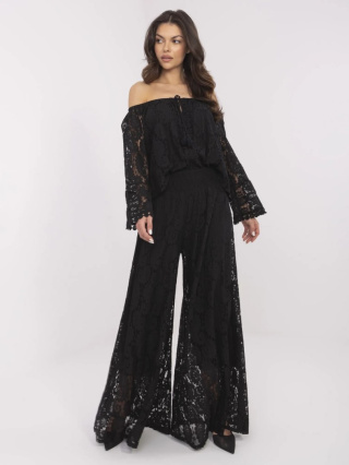 Koronkowy Zestaw Boho Elegancji – Bluzka Hiszpanka & Szerokie Spodnie