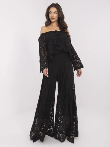 Koronkowy Zestaw Boho Elegancji – Bluzka Hiszpanka & Szerokie Spodnie
