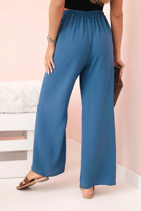 Spodnie damskie jeans look z gumką w pasie – szeroka nogawka Spodnie damskie jeans look z gumką w pasie – szeroka nogawka