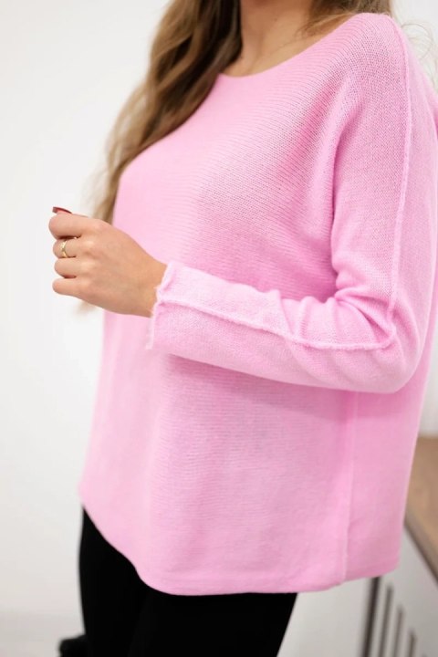 Sweter z okrągłym dekoltem cukierkowy róż Sweter z okrągłym dekoltem cukierkowy róż