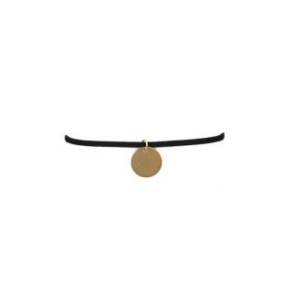 Naszyjnik Choker Rzemień Czarny z Zawieszką Złotą N530CZ – Regulowany