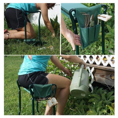 Składany taboret, krzesło, klęcznik ogrodowy 3w1 z kieszonkami 60 x 49 x 25 cm KRT04