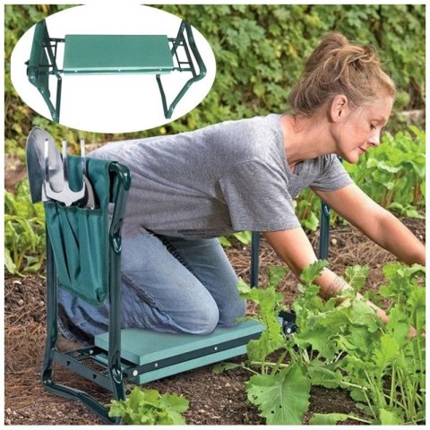 Składany taboret, krzesło, klęcznik ogrodowy 3w1 z kieszonkami 60 x 49 x 25 cm KRT04