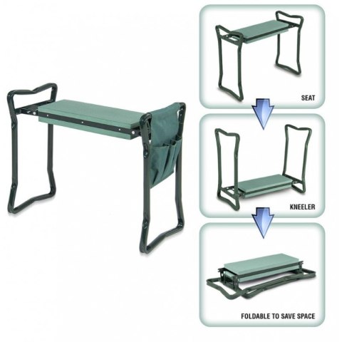 Składany taboret, krzesło, klęcznik ogrodowy 3w1 z kieszonkami 60 x 49 x 25 cm KRT04