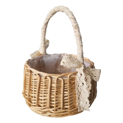 Koszyk, Koszyczek wiklinowy z ażurową kokardką Wielkanoc 11cm x 20cm ROS17