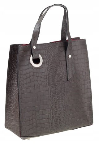 Stylowy, prostokątny shopper damski ze skóry naturalnej - Rovicky