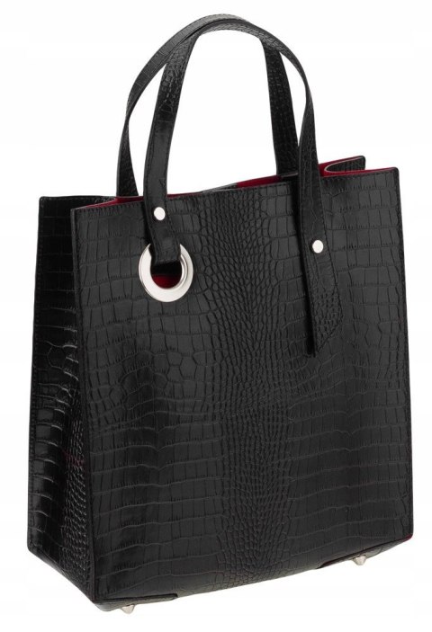Stylowy, prostokątny shopper damski ze skóry naturalnej - Rovicky