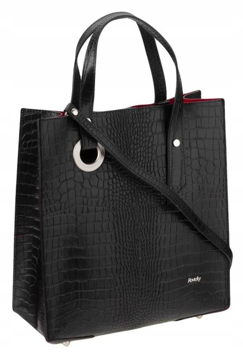 Stylowy, prostokątny shopper damski ze skóry naturalnej - Rovicky