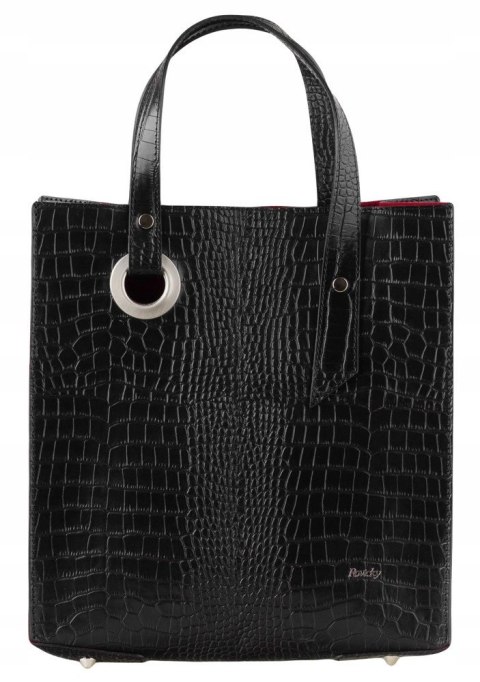 Stylowy, prostokątny shopper damski ze skóry naturalnej - Rovicky