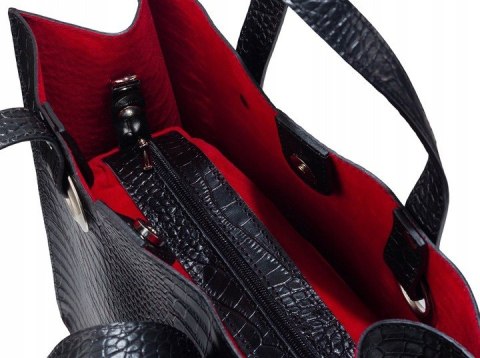Stylowy, prostokątny shopper damski ze skóry naturalnej - Rovicky