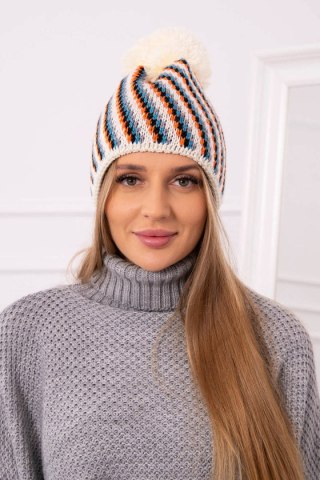 Czapka damska z pomponem Hanna K328 ecru