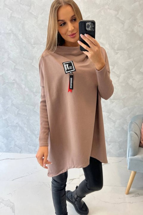 Bluza oversize z asymetrycznymi bokami mocca Bluza oversize z asymetrycznymi bokami mocca