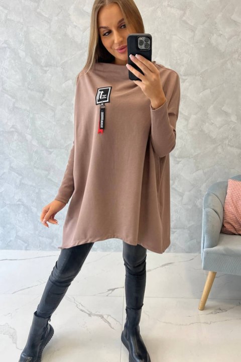 Bluza oversize z asymetrycznymi bokami mocca Bluza oversize z asymetrycznymi bokami mocca