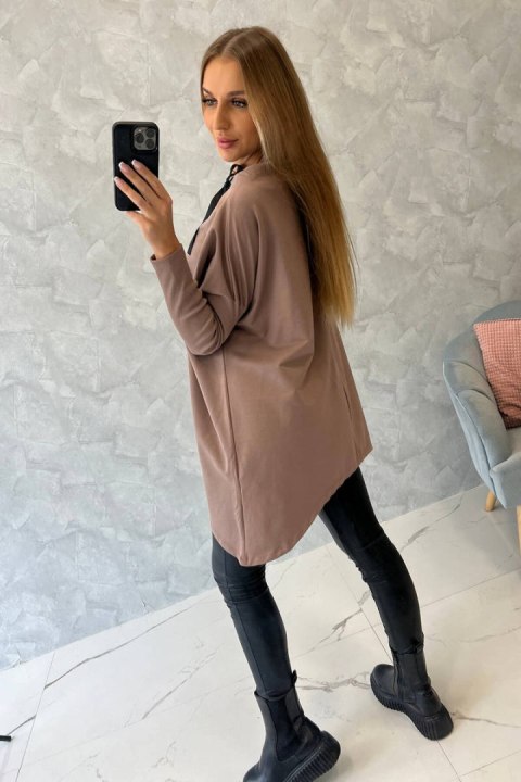 Bluza oversize z asymetrycznymi bokami mocca Bluza oversize z asymetrycznymi bokami mocca