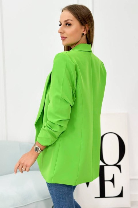 Marynarka z klapami elegancka rękaw 3/4 jasno zielona Marynarka z klapami elegancka rękaw 3/4 jasno zielona
