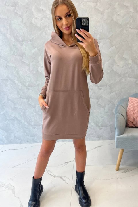 Sukienka z kapturem mocca