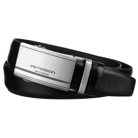 Elegancki pasek męski z klamrą automatyczną wykonany ze skóry naturalnej - Peterson Elegancki pasek męski z klamrą automatyczną wykonany ze skóry naturalnej - Peterson