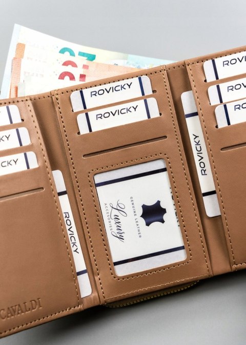 Klasyczny, poziomy portfel damski ze skóry ekologicznej - 4U Cavaldi