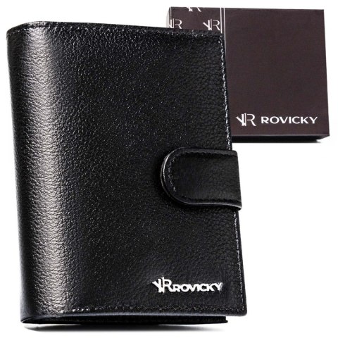 Elegancki, duży portfel męski ze skóry naturalnej - Rovicky