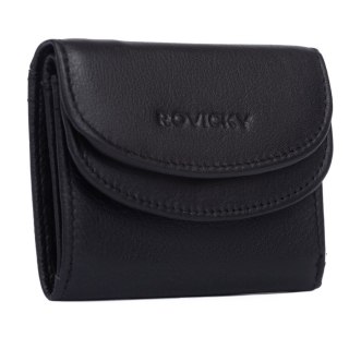 Elegancki, mały portfel damski na zatrzask ze skóry naturalnej - Rovicky