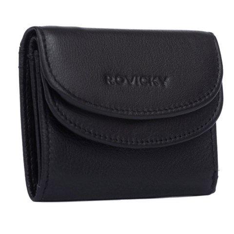 Elegancki, mały portfel damski na zatrzask ze skóry naturalnej - Rovicky