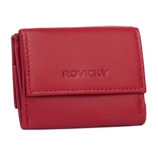 Elegancki portfel damski na zatrzask ze skóry naturalnej - Rovicky