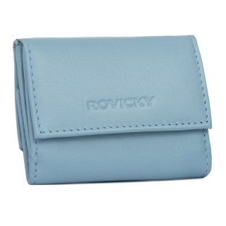 Elegancki portfel damski na zatrzask ze skóry naturalnej - Rovicky