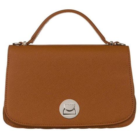 Karmelowa torebka damska crossbody ze srebrnymi okuciami - David Jones