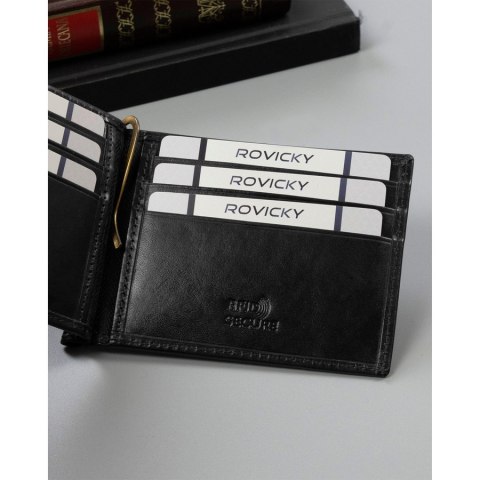 Banknotówka męska ze skóry naturalnej z systemem RFID - Rovicky
